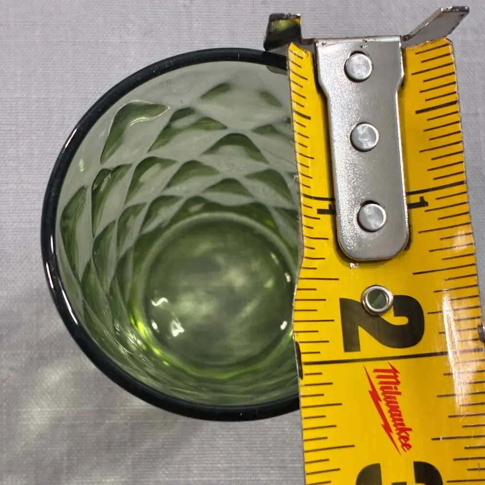 Vintage Avocado Green Diamond Point Glass Tumblers Set of 5 Juice Glasses 4 Inch